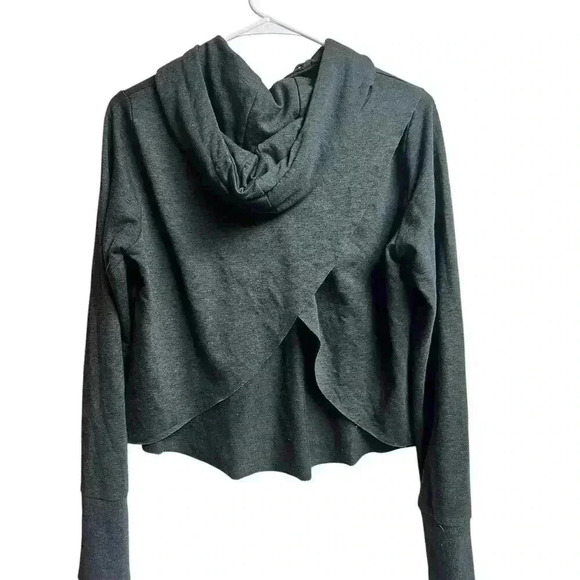 Gymshark Cropped Hoodie Sweatshirt Wrap Cross Back Size Small Dark Gray - Picture 10 of 10